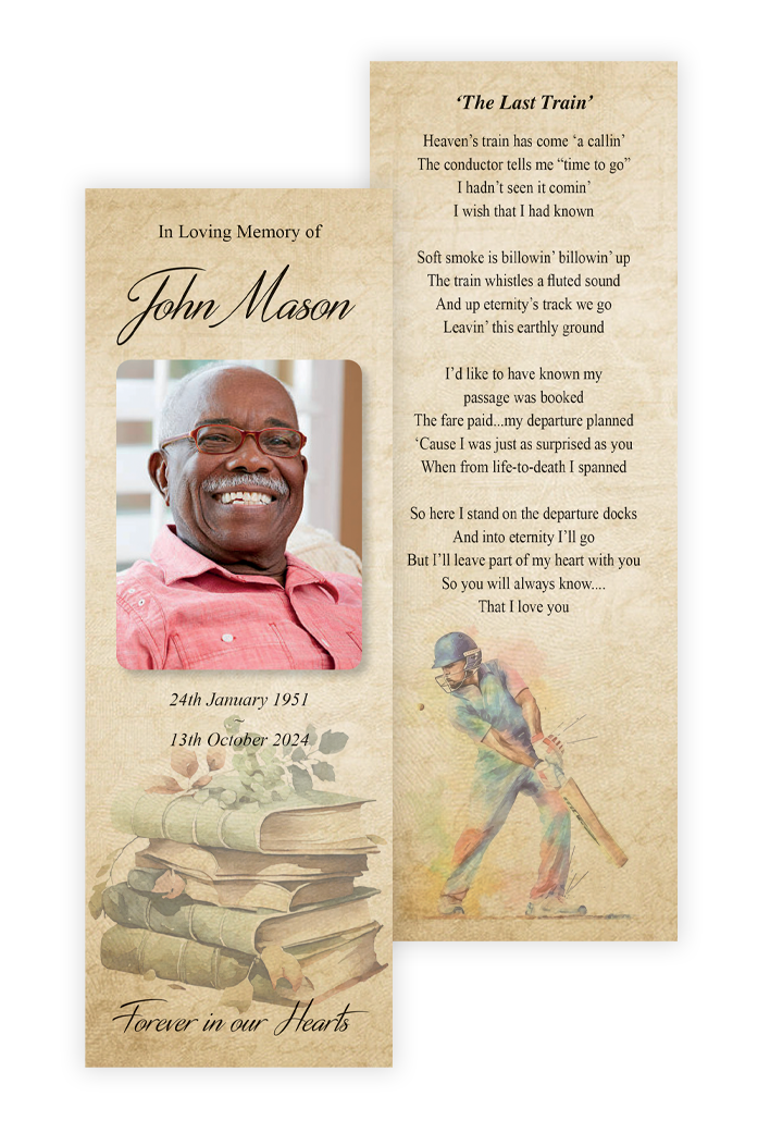 Bookmarks Funeral Bookmarks by Carter and Jackson Printers Pontefract